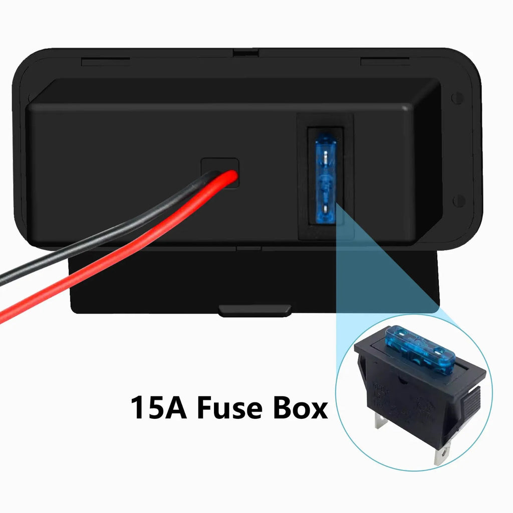 12V 3 Port Car Cigarette Lighter Socket Dual PD3.0 USB Outlet Car Charger Port with ON-OFF Switch for Marine Bus Boat Marine RV