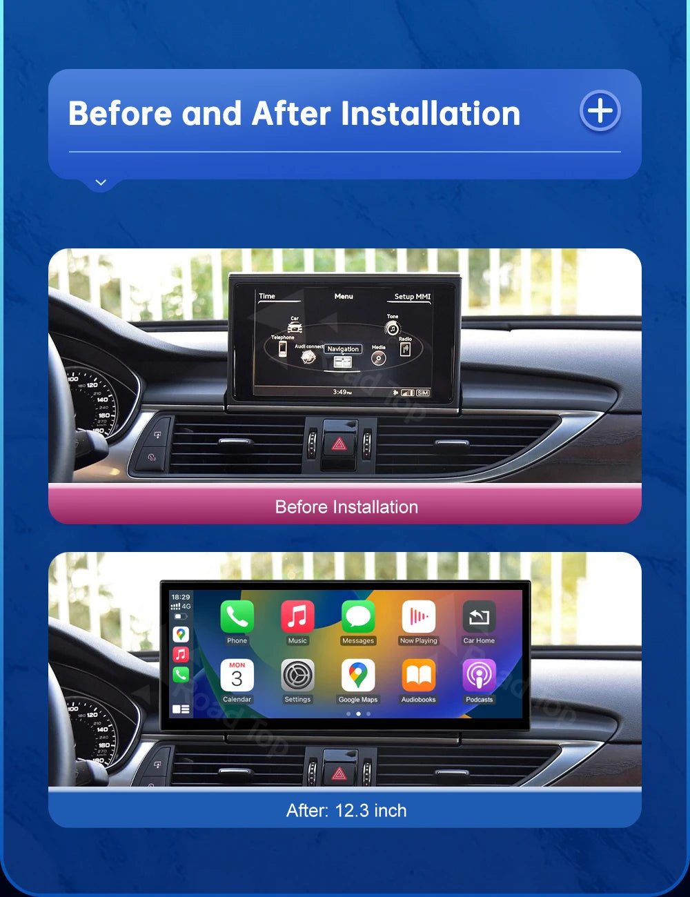12.3 Touch Display For Audi A6 A7 HN RMC MHI2 LHD RHD 2011-2018 Multimedia Player Andriod Auto Link GPS Carplay Screen Car Play
