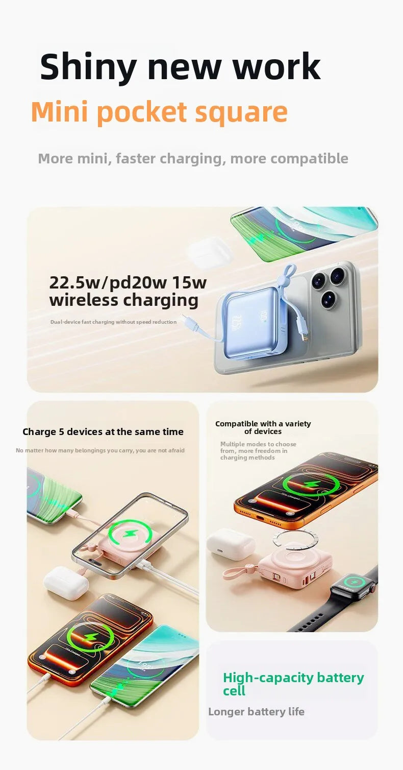 Taepiaai PD20W PowerBank Magnetic 20000mAh Portable Wireless Fast Charging PowerBank for Magsafe for IPhone Huawei Samsung Watch
