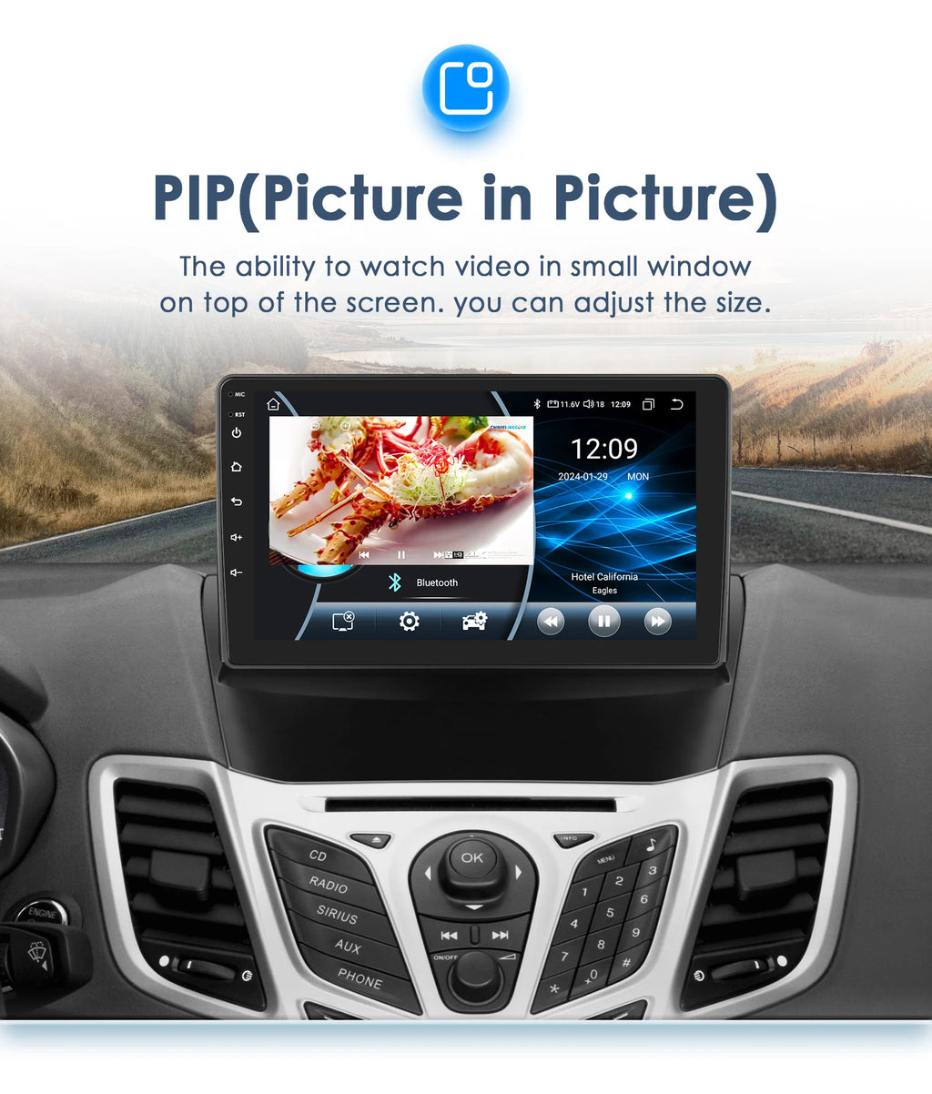 For Ford Fiesta Mk7 2009-2017 Wireless CarPlay for Apple Android Auto Car Radio GPS RDS WiFi 4G 8Core Multimedia Stereo 2din SWC