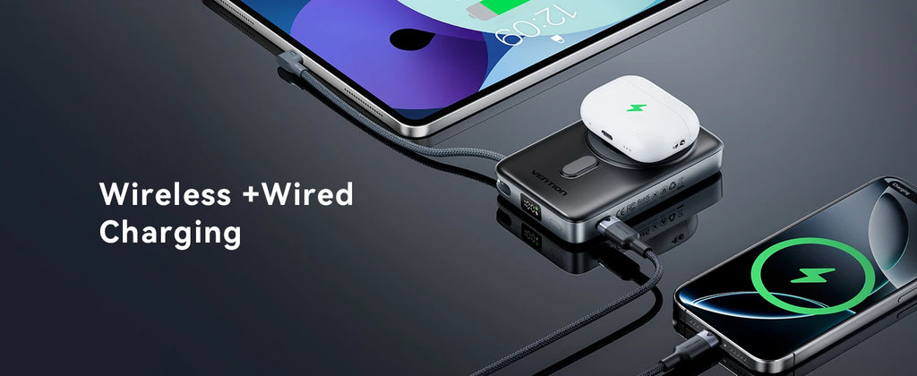 Vention Qi2 Magnetic 10000mAh 15W Power Bank PD 35W with Built-in C Cable Qi2-Certified for iPhone 17 Magsafe Charger Powerbank