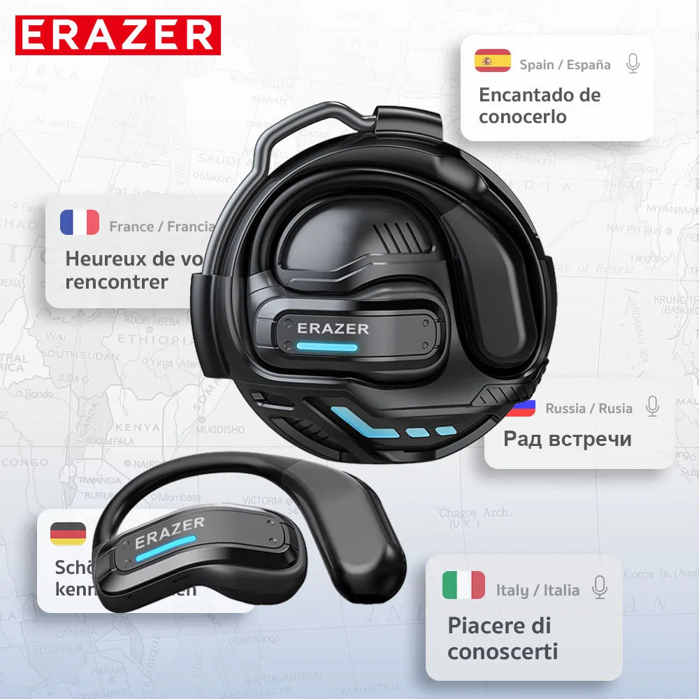 ERAZER X8 AI Translator Earbuds Gaming Bluetooth 5.4 Wireless Headphones Low latency HD Call Earphones with Mic Waterproof