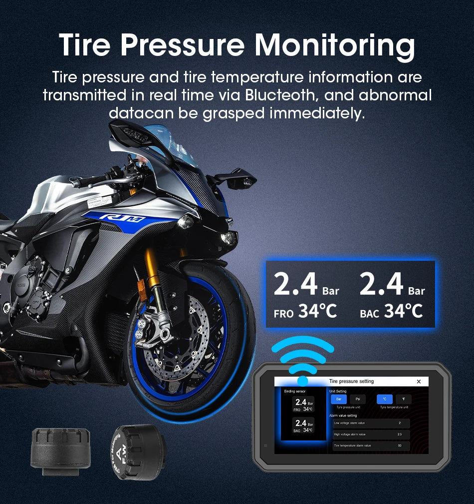 Jansite 5/6.25'' GPS for Motorcycles Carplay DVR Navigation Display Screen Android Auto Moto Accrssories IP67 Waterproof Monitor