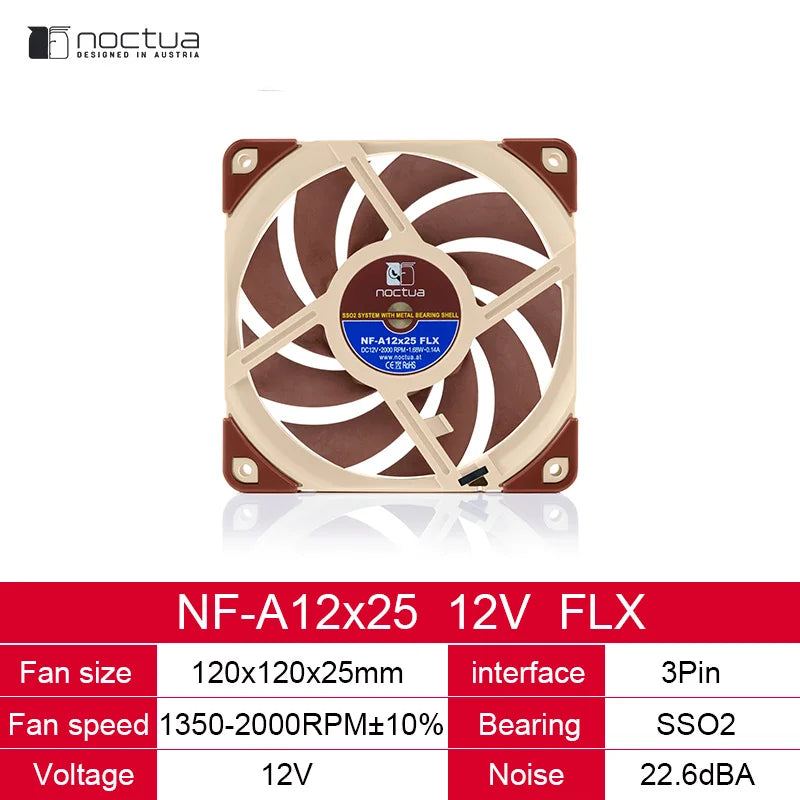 Noctua NF-A12x25 120mm 12v/5v Cooling fan 3pin/4pin PWM quiet Radiator For Computer Case Cooling CPU cooler fan Replace