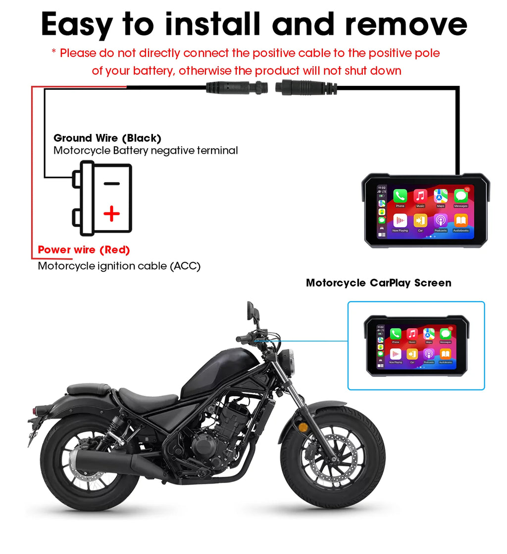 Jansite Motorcycle Display Screen Carplay Moto Navigation Portable Digital Dashboard Motobike Android Auto Waterproof BT Monitor