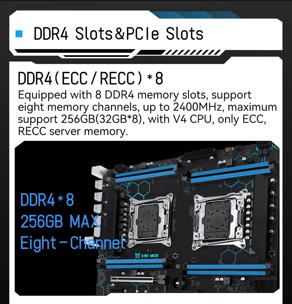 MACHINIST X99 MD8 Dual CPU Motherboard Optional  Kit Set lntel Xeon E5 2680 V4 LGA2011-3 DDR4 32GB RAM C612 chip Server Computer