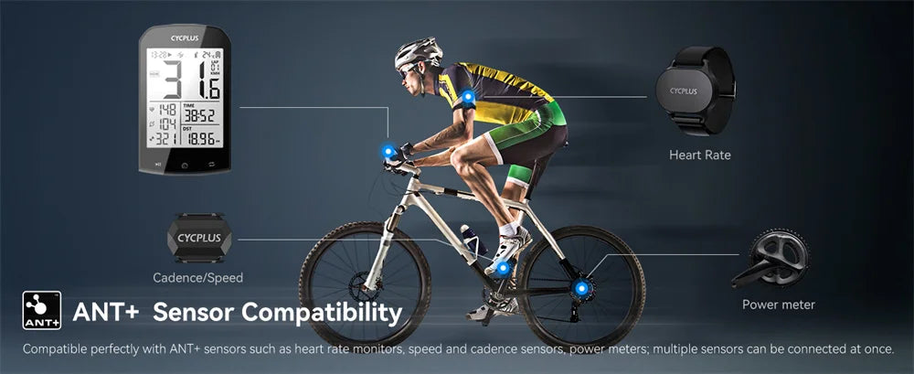 CYCPLUS M1 GPS Bicycle Computer Cycling Speedometer Bluetooth 5.0 ANT+ Ciclismo Speed Meter for Garmin Zwift Bike Accessories