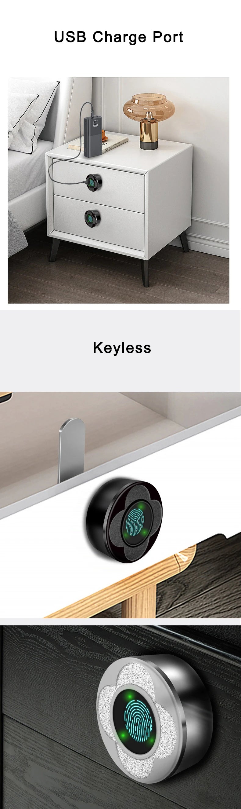 Work with Tuya APP Smart Electric Fingerprint Drawer Cabinets Lock Remote Contro for Indoor Home Office Used