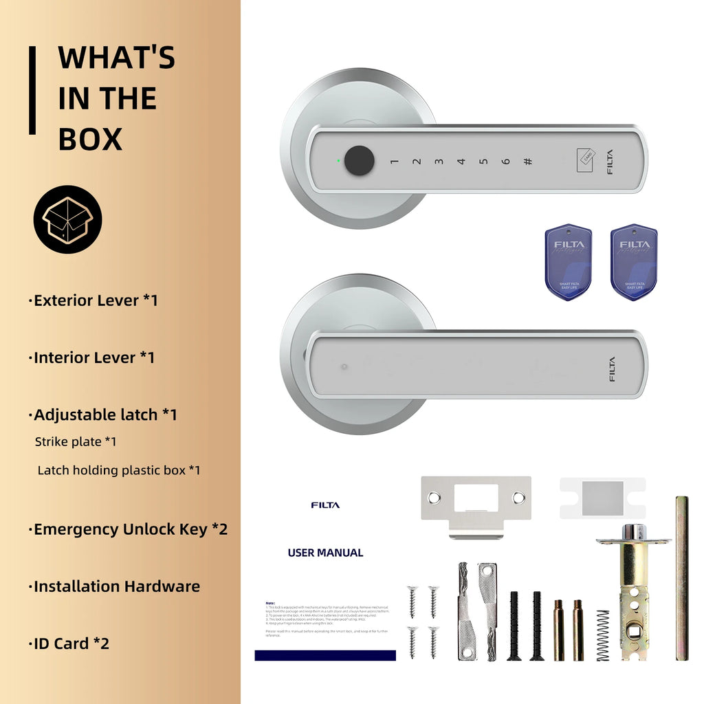 Viladepot Smart Lock Fingerprint Door Lock App Control Passcode Unlock Electronic Touchscreen Keypad