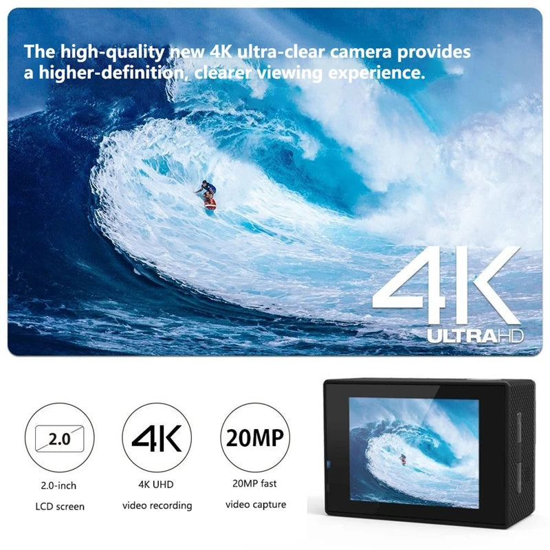 4K Sport Camera Wireless WiFi Intelligent HD Mini Camera DV Anti shake recorder For Outdoor Waterproof Sports Bicycle Car