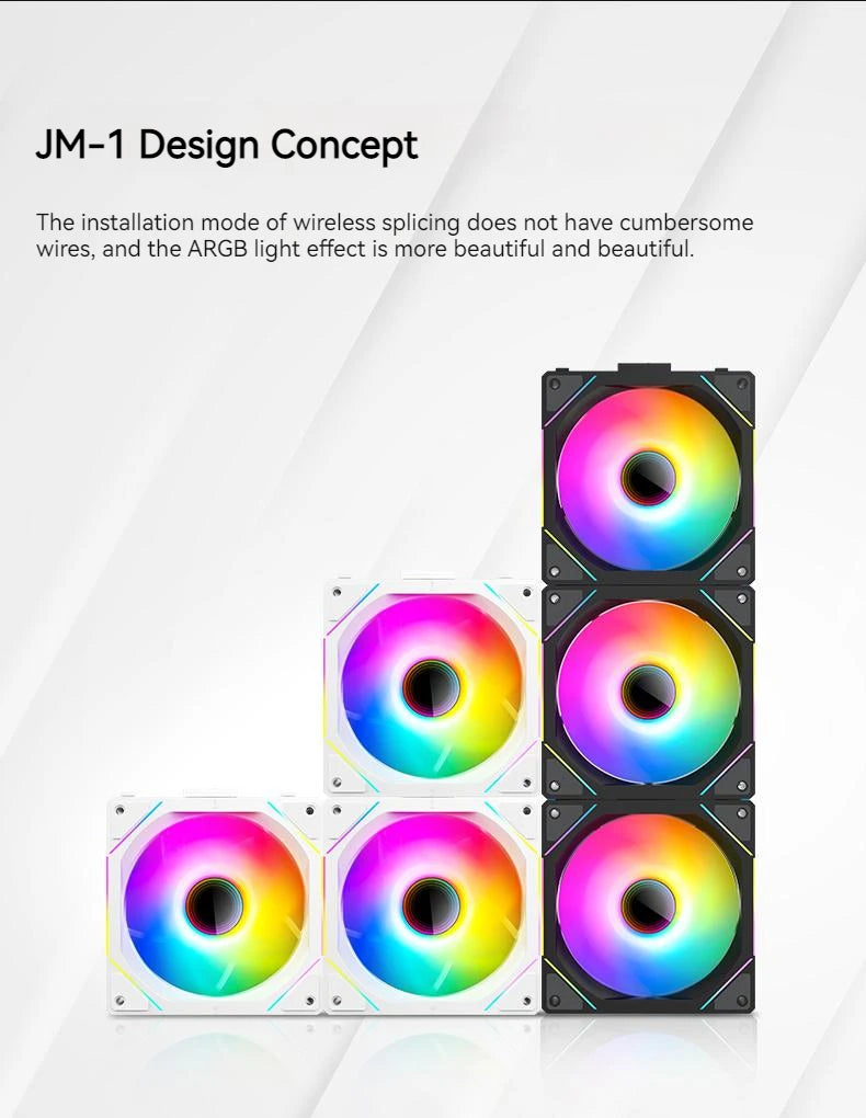 TEUCER JM-1 PC Cooling Fan ARGB Mirror Cycle Light Effect 800-2000RPM PWM Water Cooling 360mm Cooler Fan