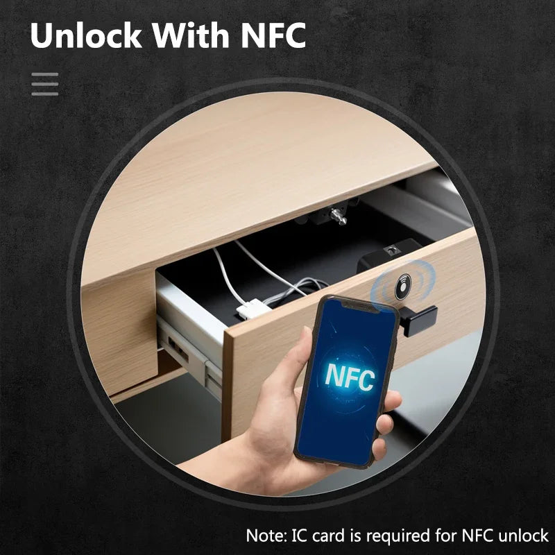 Tuya Bluetooth Smart Wood Cabinet Lock App Remote Control Monitoring Keyless IC Card Unlock Door Locker Furniture Drawer