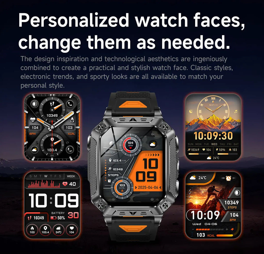 2026 New Built-in 1400mAh Super Large Battery Men Smart Watch Outdoor GPS 2.01"AMOLED Screen 10ATM Waterproof BT Call Smartwatch