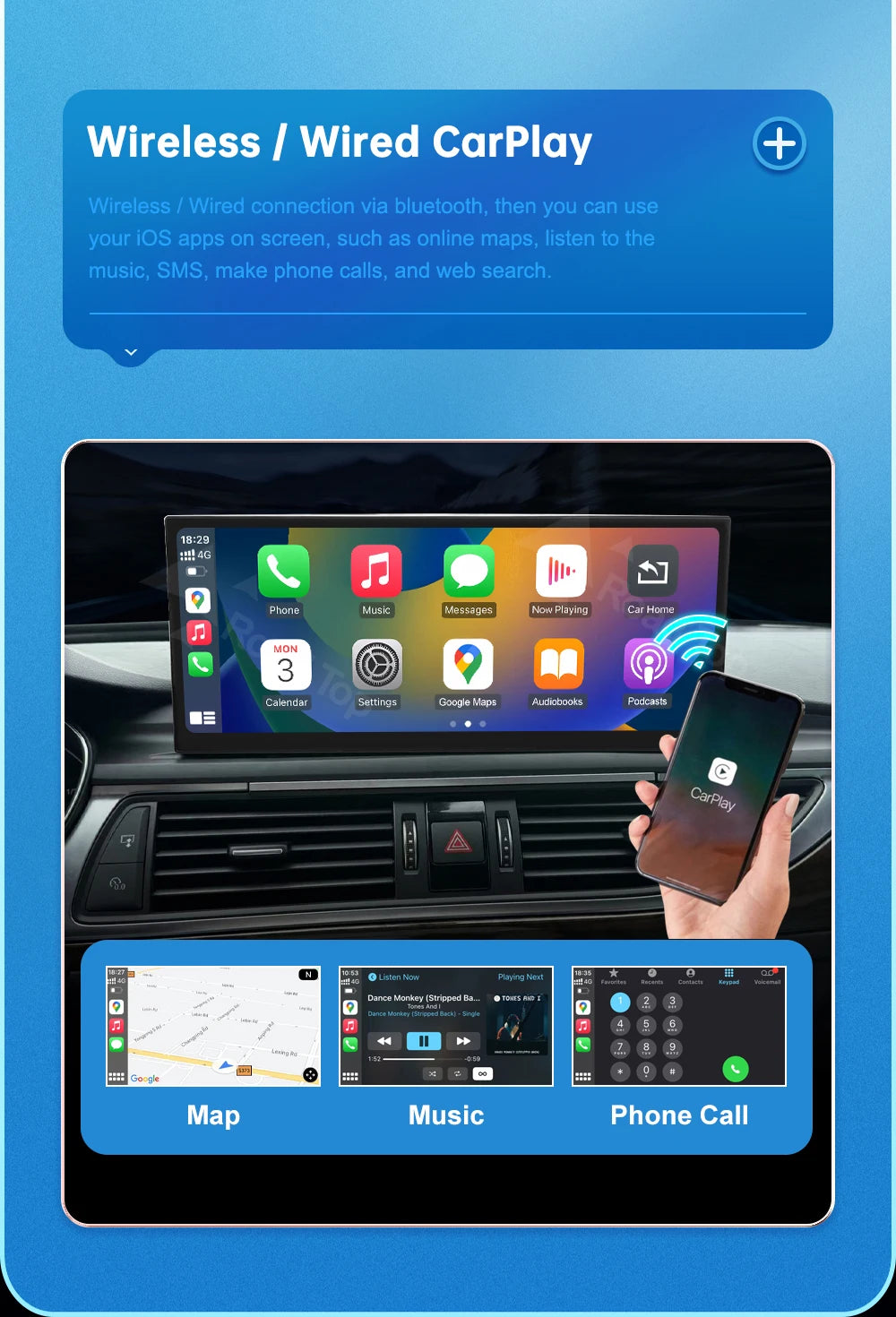 12.3 Touch Display For Audi A6 A7 HN RMC MHI2 LHD RHD 2011-2018 Multimedia Player Andriod Auto Link GPS Carplay Screen Car Play