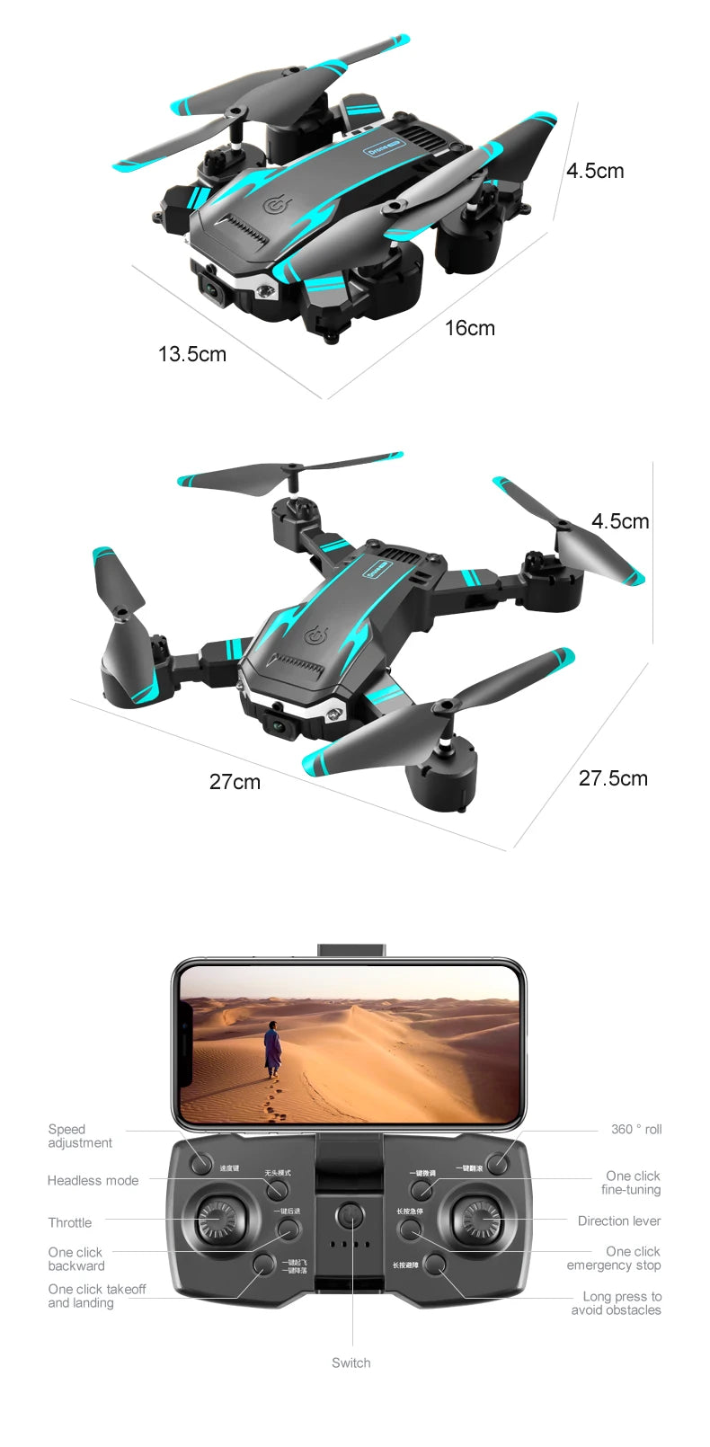 S6 Pro Mini Drone 8K 5G WIFI Professional HD Aerial Photography Dual Camera 360 Obstacle Avoidance Quadrotor Toy