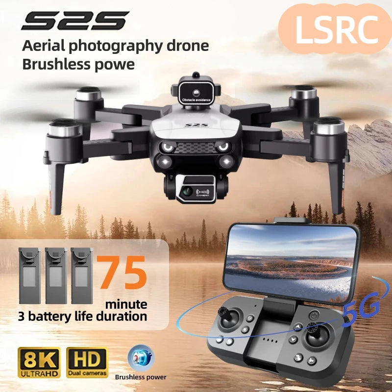 S2S Mini Drone 8K Professional HD Dual Camera Obstacle Avoidance Brushless Motor Foldable Rc Quadcopter Toys Gifts MIJIA