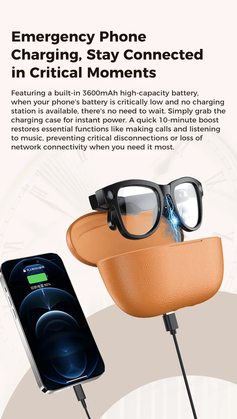 2026 4K HD AI Smart Glasses Chat GPT 800MP Camera Bluetooth Call 290mAh Battery 32GB Voice Assistant Control Smart Glasses 2026