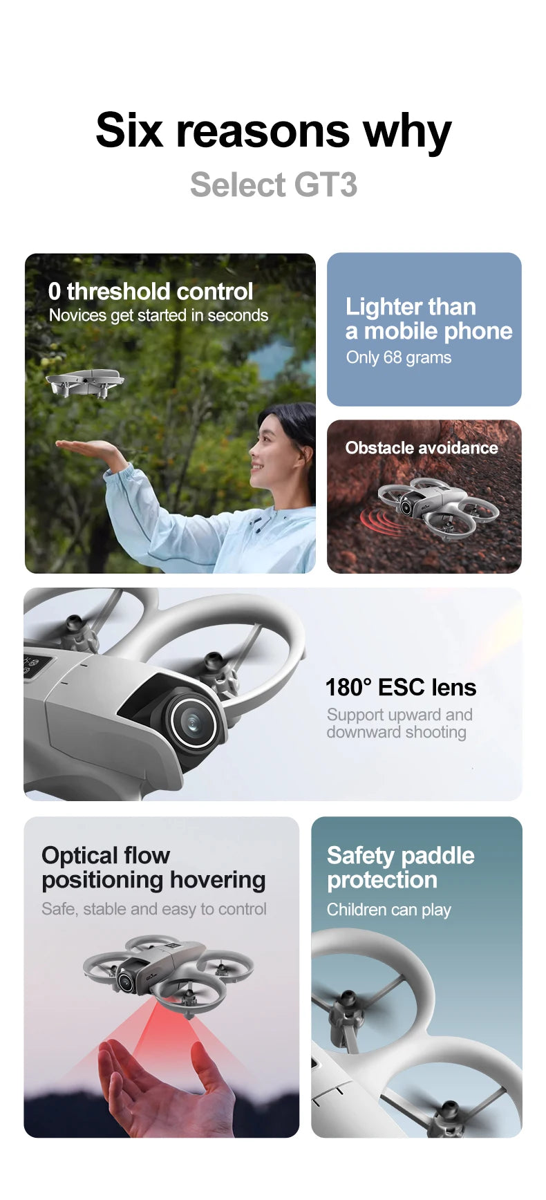NEW GT3 Mini Foldable Drone With Lights 8k Aerial Photography Optical Flow Positioning 360° Obstacle Avoidance Helicopter Drone