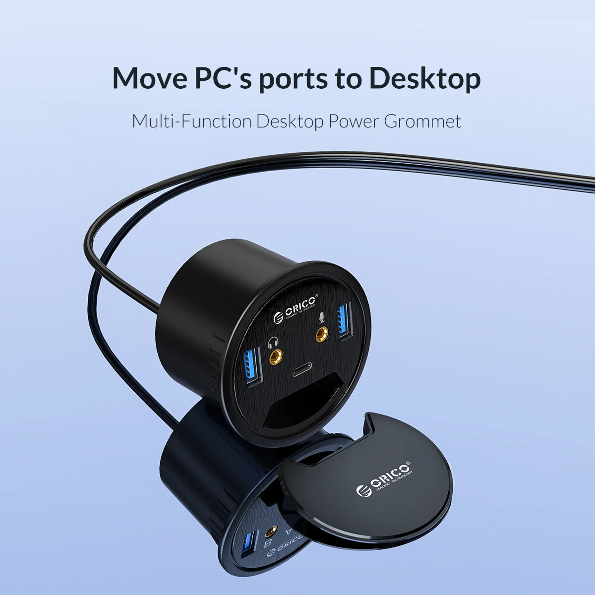 ORICO 5Gbps High-Speed USB HUB Splitter Multi Desktop Grommet USB 3.0 Ports Desk Mount Adapter for PC Tablet Phone High Quality