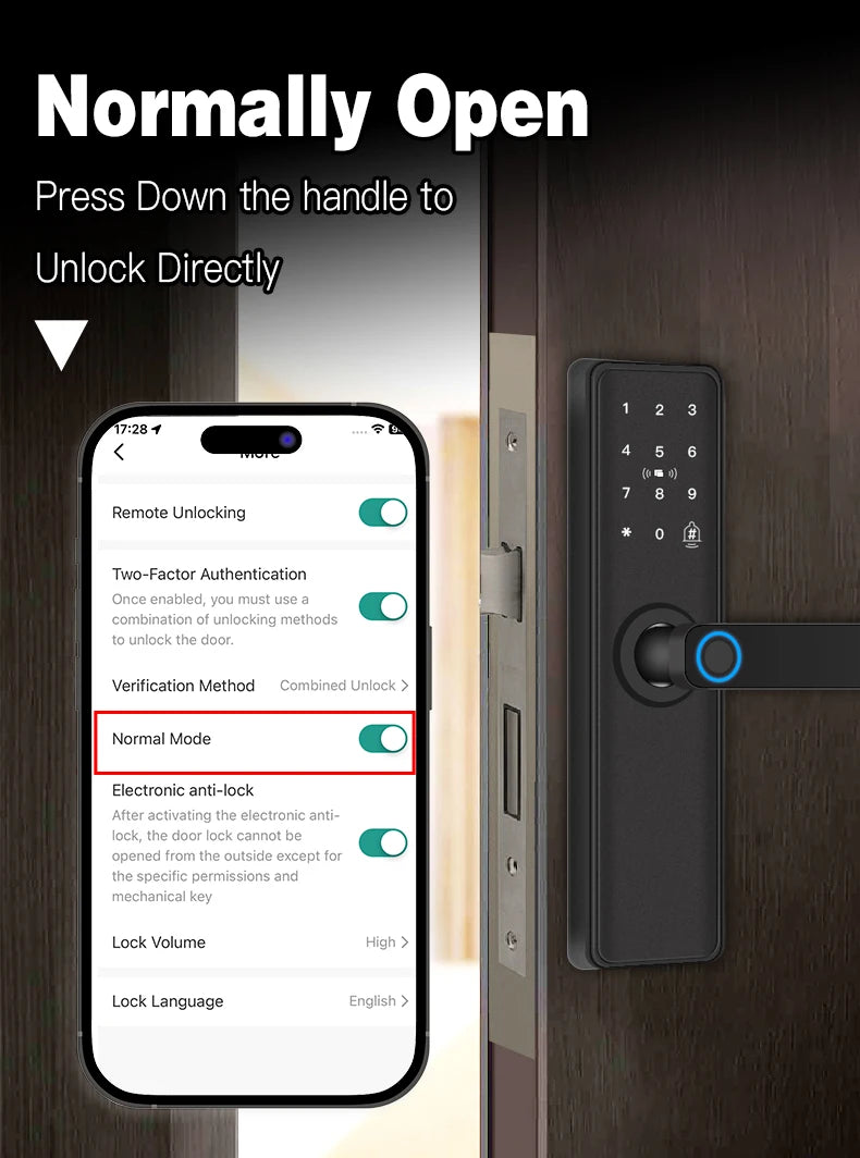 2026 New Smart Door Lock With Bluetooth Compatible Tuya APP Digital Electronic Lock Smart Home Wooden Door Lock Fingerprint