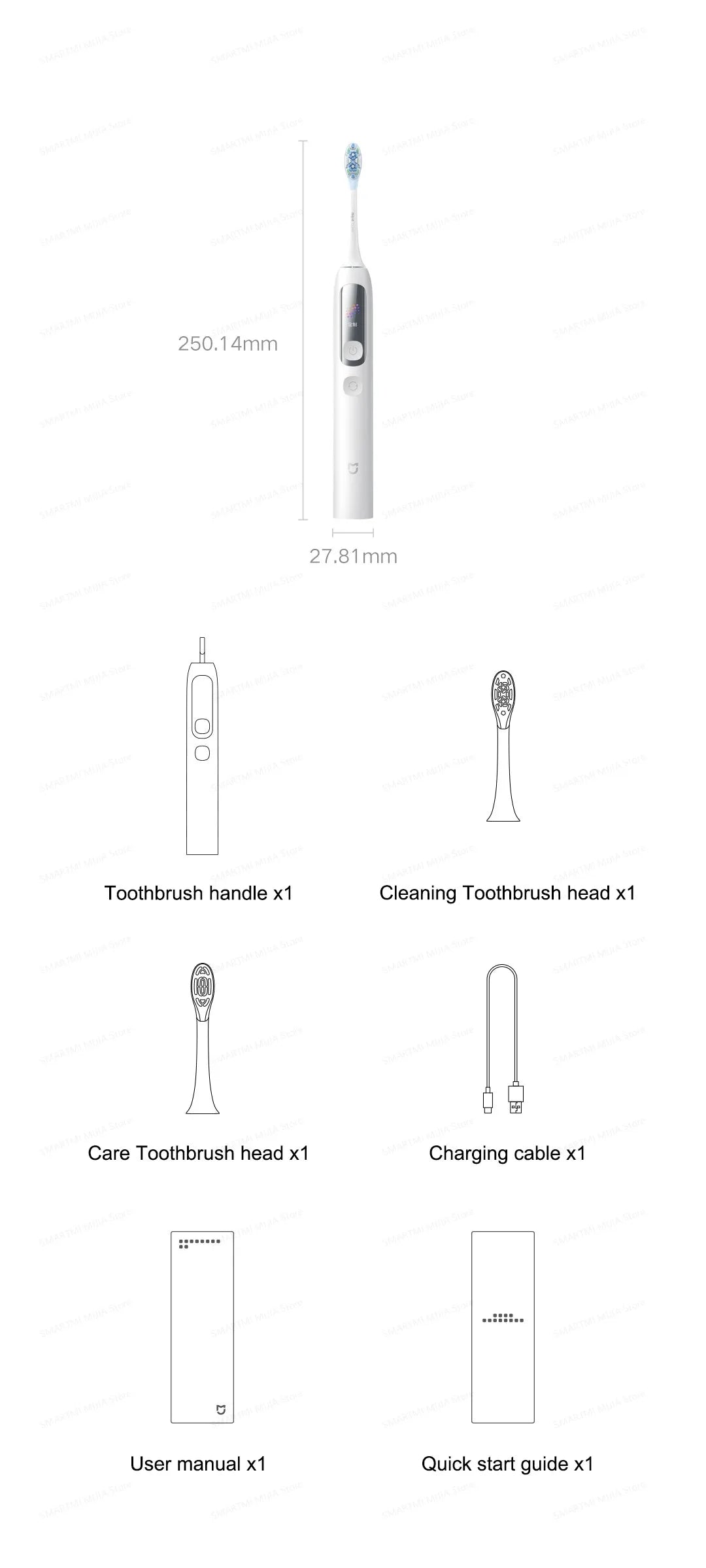 MIJIA Smart Servo-Oscillation Electric Toothbrush Pro,IPX8 Waterproof & Travel Lock,180-day long battery life,App Control
