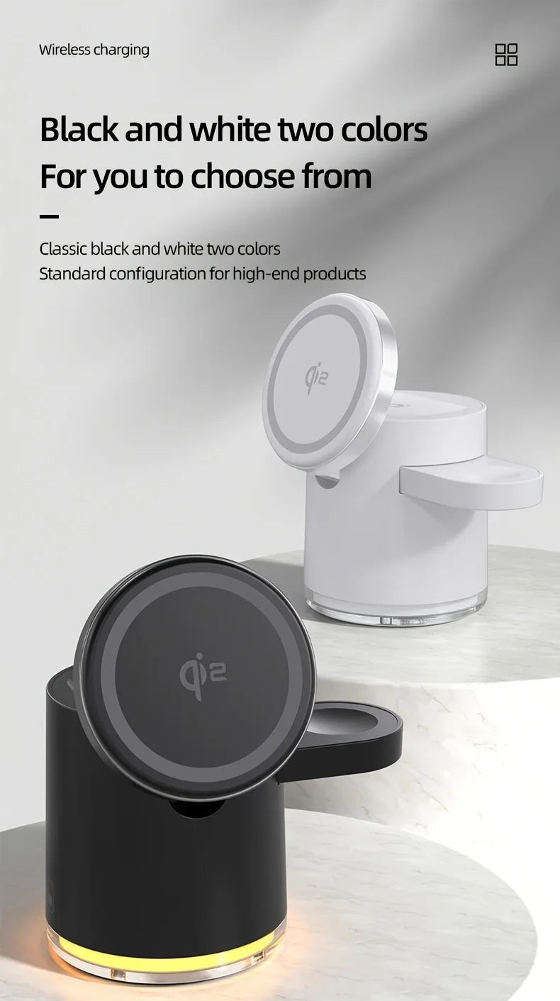 4 in 1 Foldable Fast Charging Station Qi2 15W Magnetic Wireless Charger for Magsafe iPhone16/15/14/13/12 Apple Watch AirPods Pro