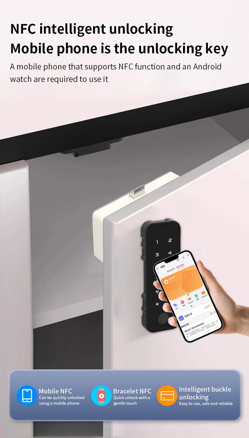 Smart Drawer Lock Invisible Electronic RFID 13.56MHz IC Cabinet Lock Unlock Intelligent Keyless Sensor Lock Easy To Install