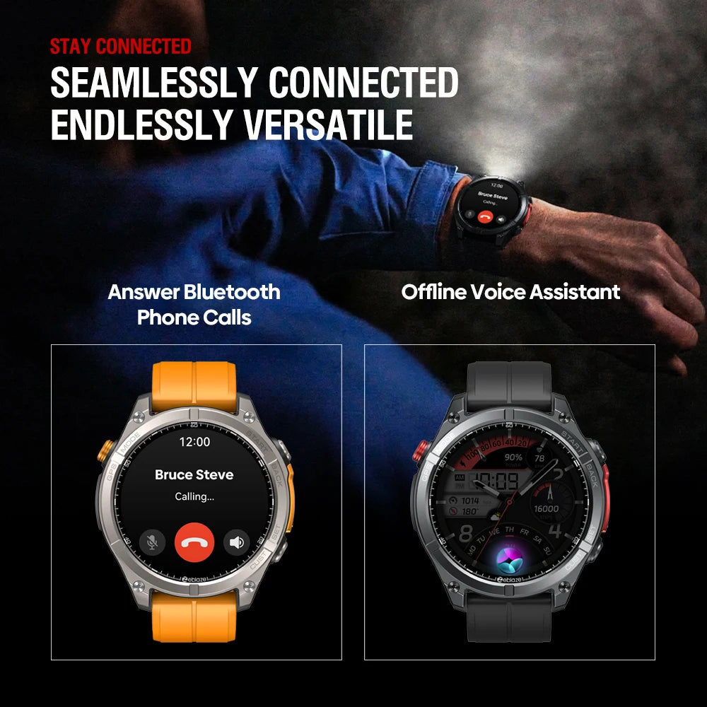 New Zeblaze Stratos 4 GPS Smart Watch 1.43'' AMOLED Display Built-in Flashlight Compass Barometric Altimeter 5 ATM Smartwatch