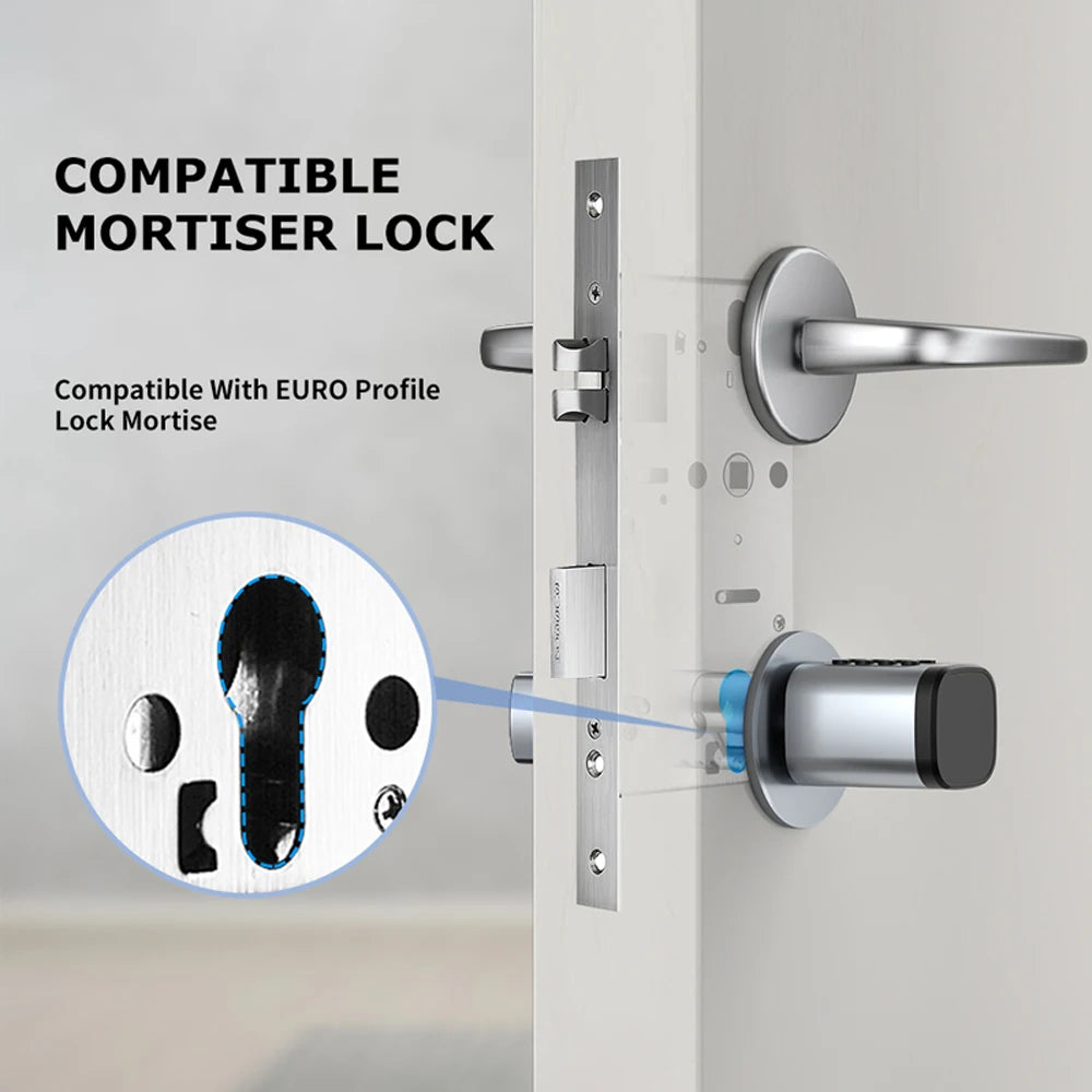 TTLock/ Tuya Bluetooth Smart Fingerprint Digital Cylinder Lock with APP/Password/RFID Card/Key unlock V1 Adjustable Length