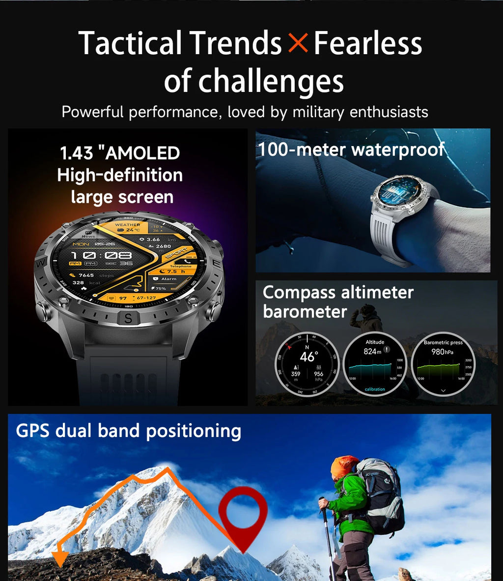 New Outdoor Offline GPS Map Smart Watch 2GB Memory AI Chat GPT Bluetooth Call 3ATM Waterproof AMOLED HD Men Sports Smartwatches