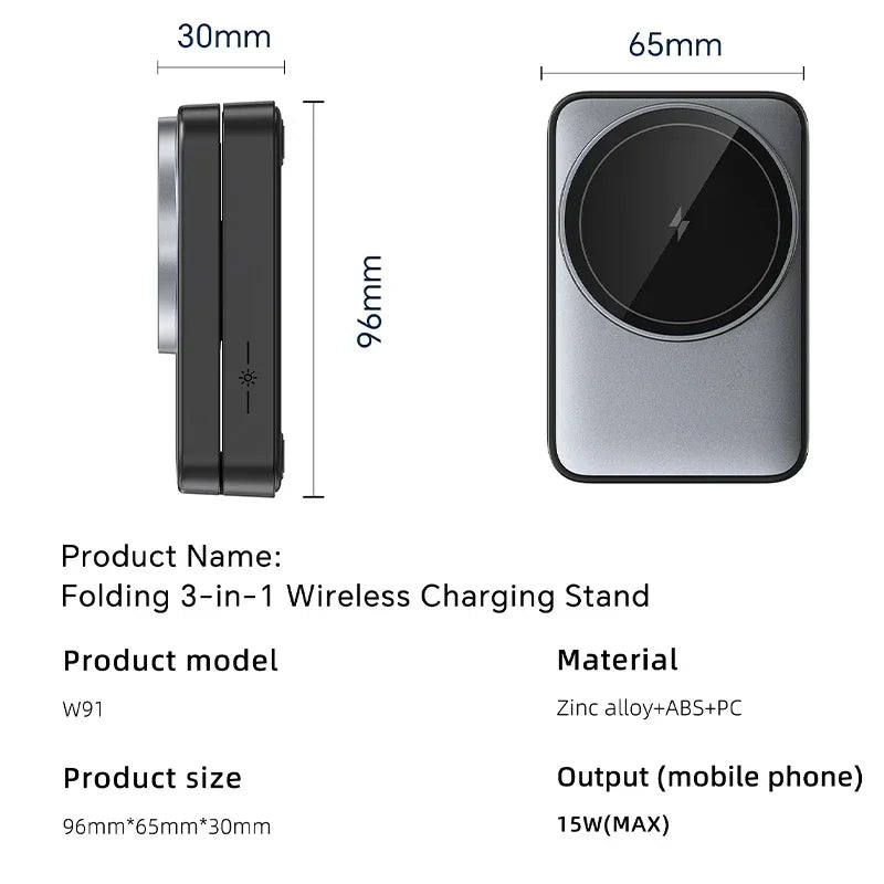 3 In 1 Magnetic Wireless Charger Stand For Magsafe iPhone 13 14 15 16 apple Watch 2-8 Airpods Pro Foldable Fast Charging Station