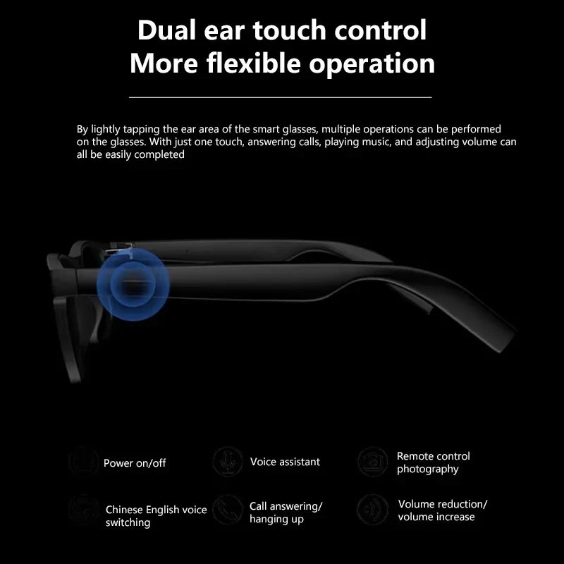 Lenovo AI Smart Glasses 8K 1600MP Touch Control Photo Recording Voice Assistant Translator Music Wireless Bluetooth Sunglasses