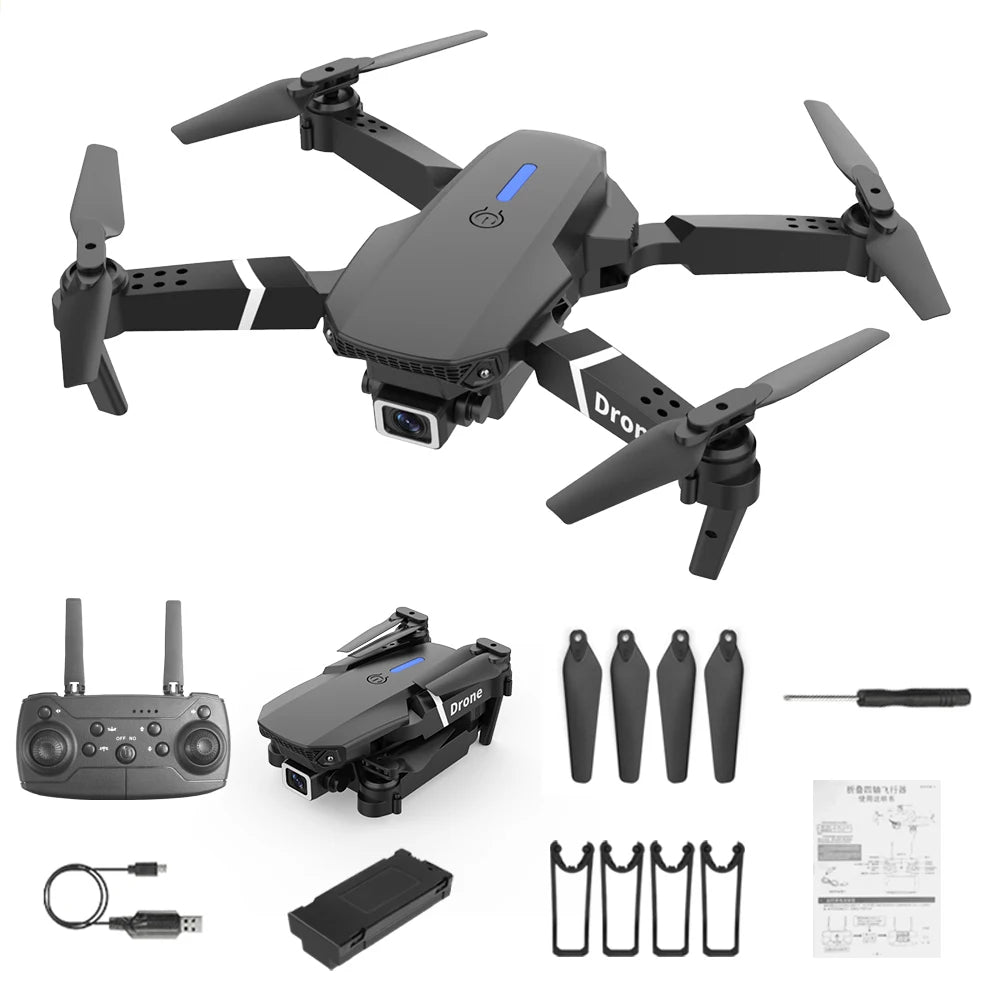 Hot Selling E88 Professional Mini RC Drone 4K Camera FPV Wifi Remote Control Toys for Beginners Quadcopter with HD Camera
