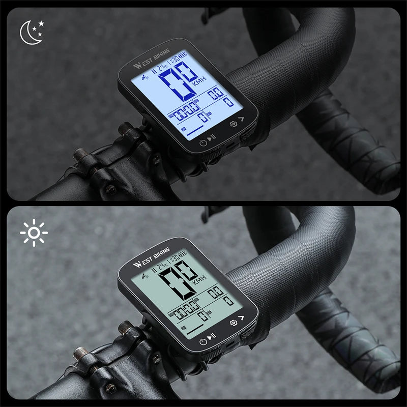 WEST BIKING Intelligent GPS Bicycle Computer Large Screen Wireless Cycling Speedometer IPX7 Waterproof Lightweight Bike Odometer