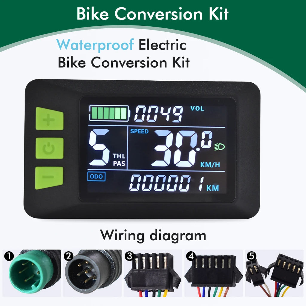 UART2 P3C Waterproof Electric Bike LCD Display Meter E Scooter LCD Panel With USB UART For Mountain Electric Bike Parts (5PIN)