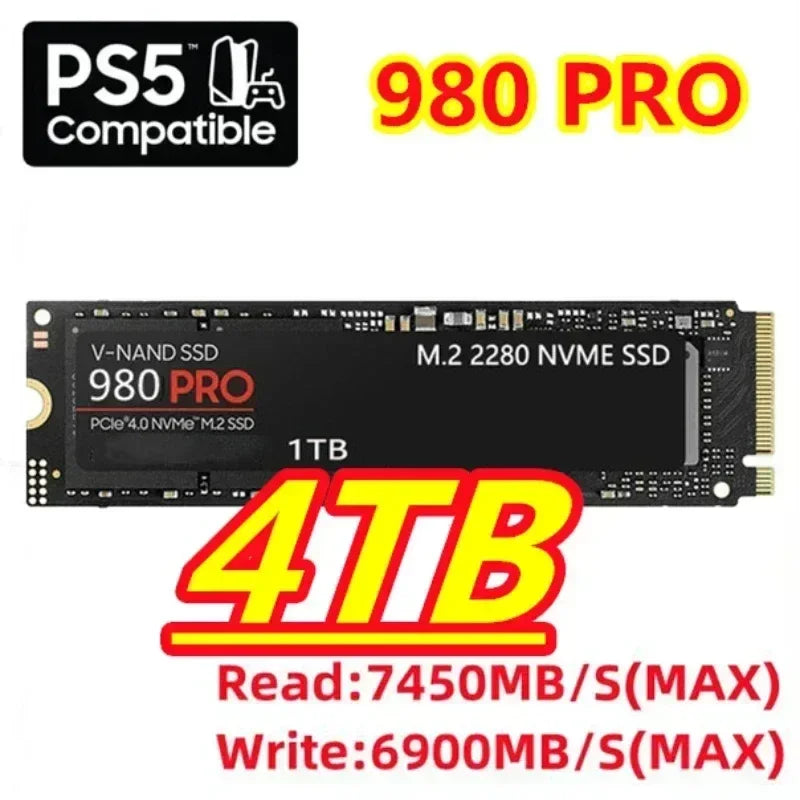 Brand New  980 Pro SSD 1TB 2TB 4TB NVMe PCIe 4.0 M.2 2280 7450MB/S Internal SSD Drive for PS5 PlayStation5 Laptop Gaming PC