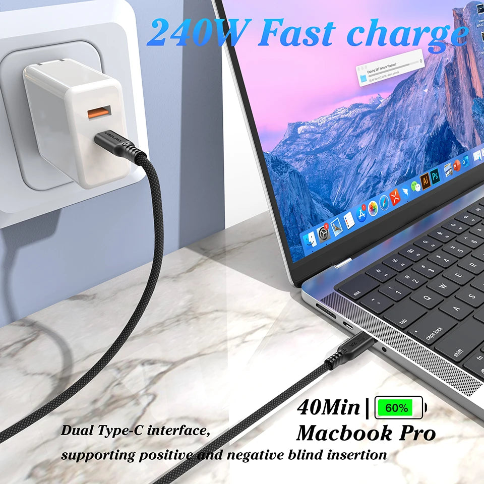 UGOURD Thunderbolt 5 Cable Type C 80Gbps USB4 Gen4 USB C to C 240W Charge Cable 16K Compatible Thunderbolt 4/3 40Gbps for eGPU