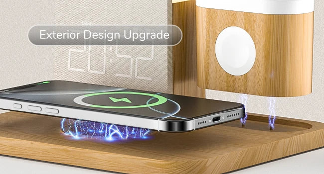 7-in-1 MagSafe Alarm Clock Charger-Wireless Station for iPhone 12-16/Samsung/Xiaomi/Huawei/Apple Watch/AirPods with Night Light