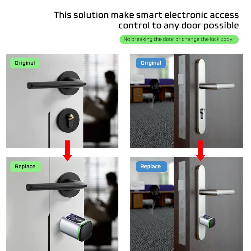Euro Tuya Smart Fingerprint Electronic lock with Cylinder Tuya BLE Smart Euro lock Lock fechadura APP Remote Control Key Unlock