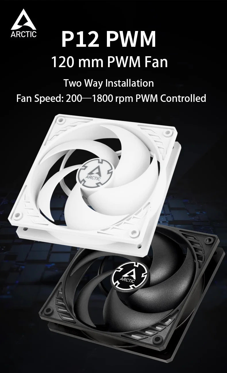 ARCTIC P12 PWM Fan, 120mm Case Fan with PWM, Pressure-optimised, Quiet Motor, Computer, Fan Speed: 200–1800 RPM