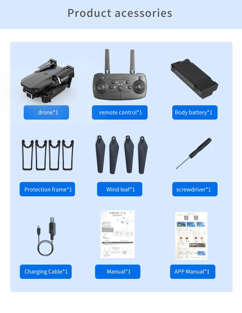 Hot Selling E88 Professional Mini RC Drone 4K Camera FPV Wifi Remote Control Toys for Beginners Quadcopter with HD Camera