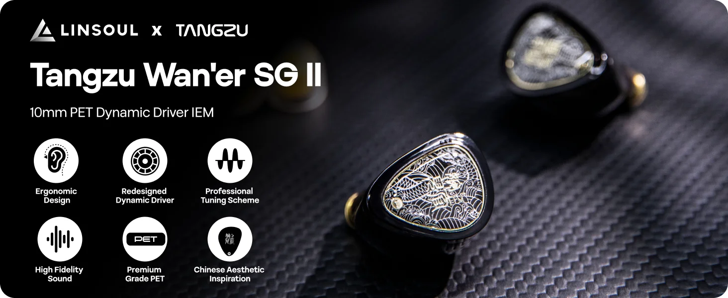 TANGZU Wan'er S.G II 10mm Dynamic Driver with PET Diaphragm IEM Earphones with 3.5mm/4.4mm/Type-C Options