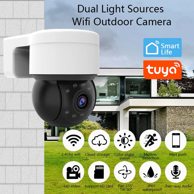 Outdoor Waterproof Wireless 1080P 2MP Camera Tuya Smart Life Home Security PTZ IP Zoom Dome Cameras CCTV Video Surveillance