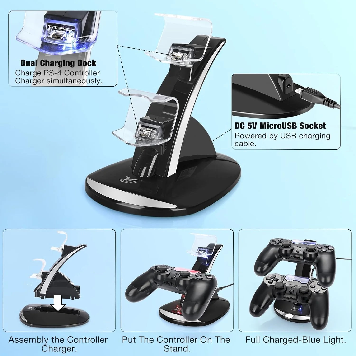 For PS4 Controller Charger Dual Charging Dock Fast Charging Station Charger Stand For PlayStation4/PS4 Pro/PS4 Slim Accessories