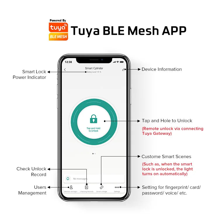 Euro Tuya Smart Fingerprint Electronic lock with Cylinder Tuya BLE Smart Euro lock Lock fechadura APP Remote Control Key Unlock