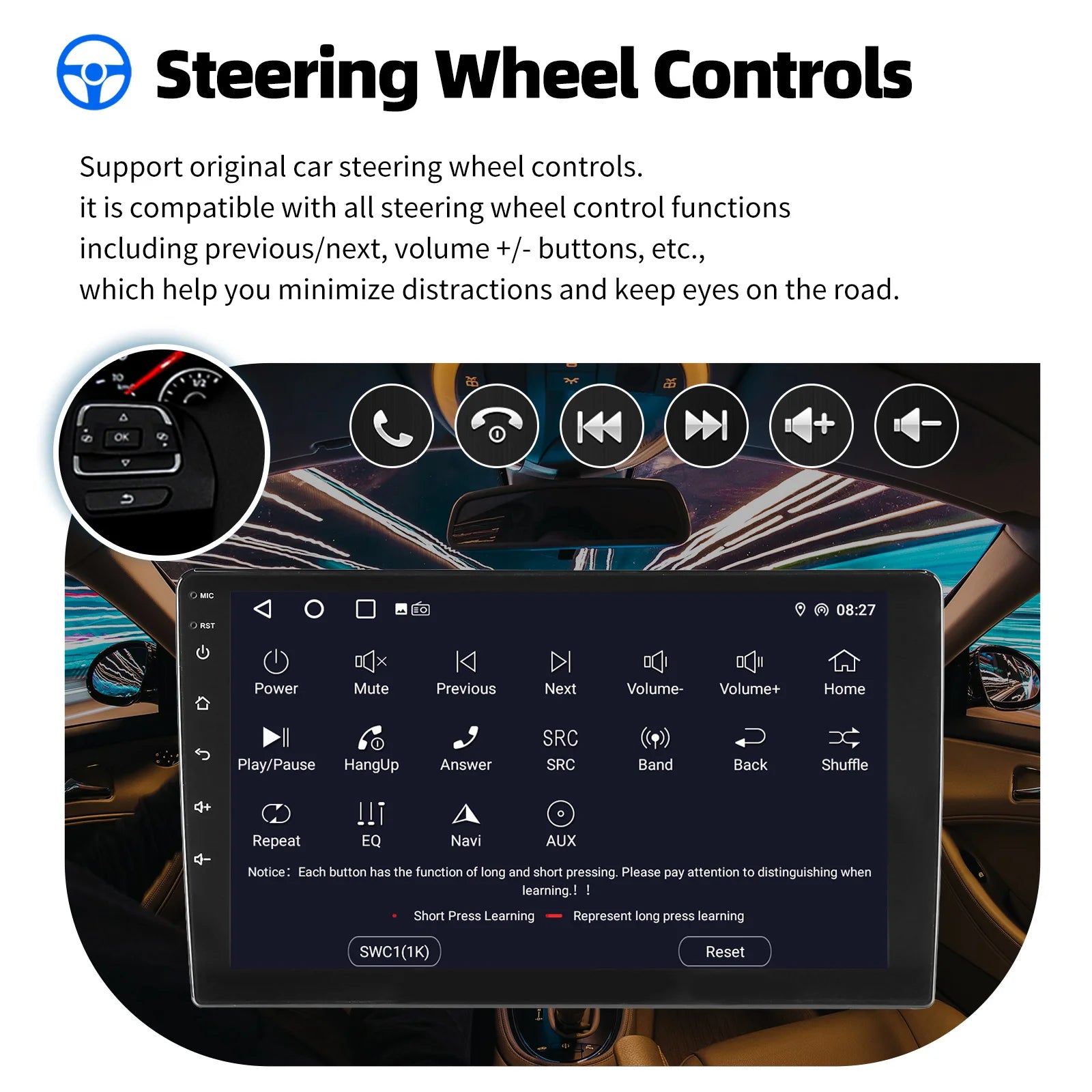 ESSGOO 7"/9"/10“ 2 DIN Android 14 4+64G Car Stereo Carplay Android Auto GPS SAT Navi Bluetooth FM RDS Radio WIFI Touchscreen