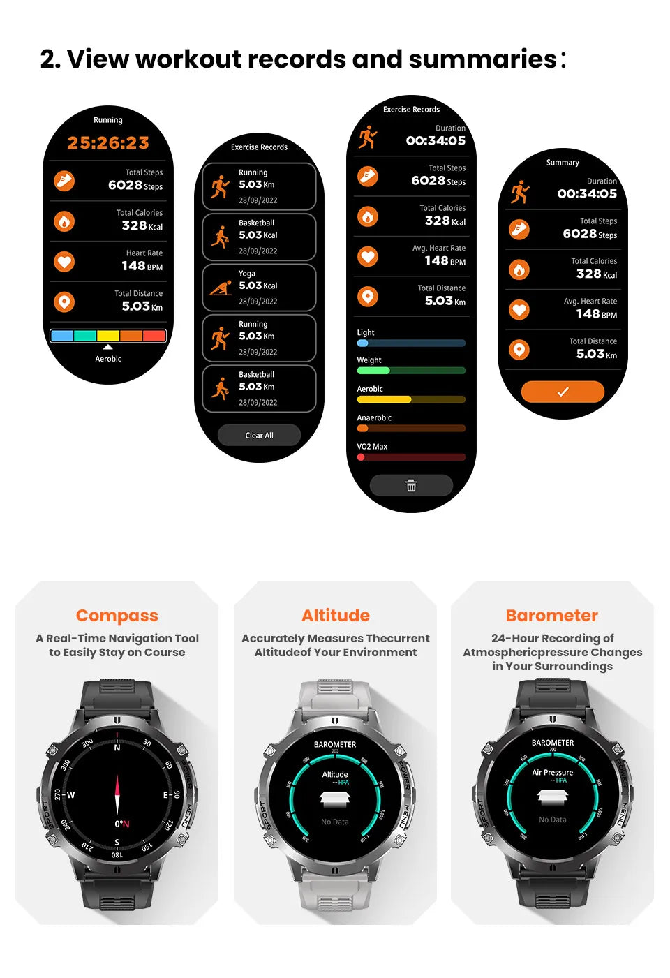 T-Rex 3 Military Grade 1000mAh Battery Smart Watch 10ATM Waterproof GPS Compass Altimeter Call AMOLED Men Swim Sports Smartwatch