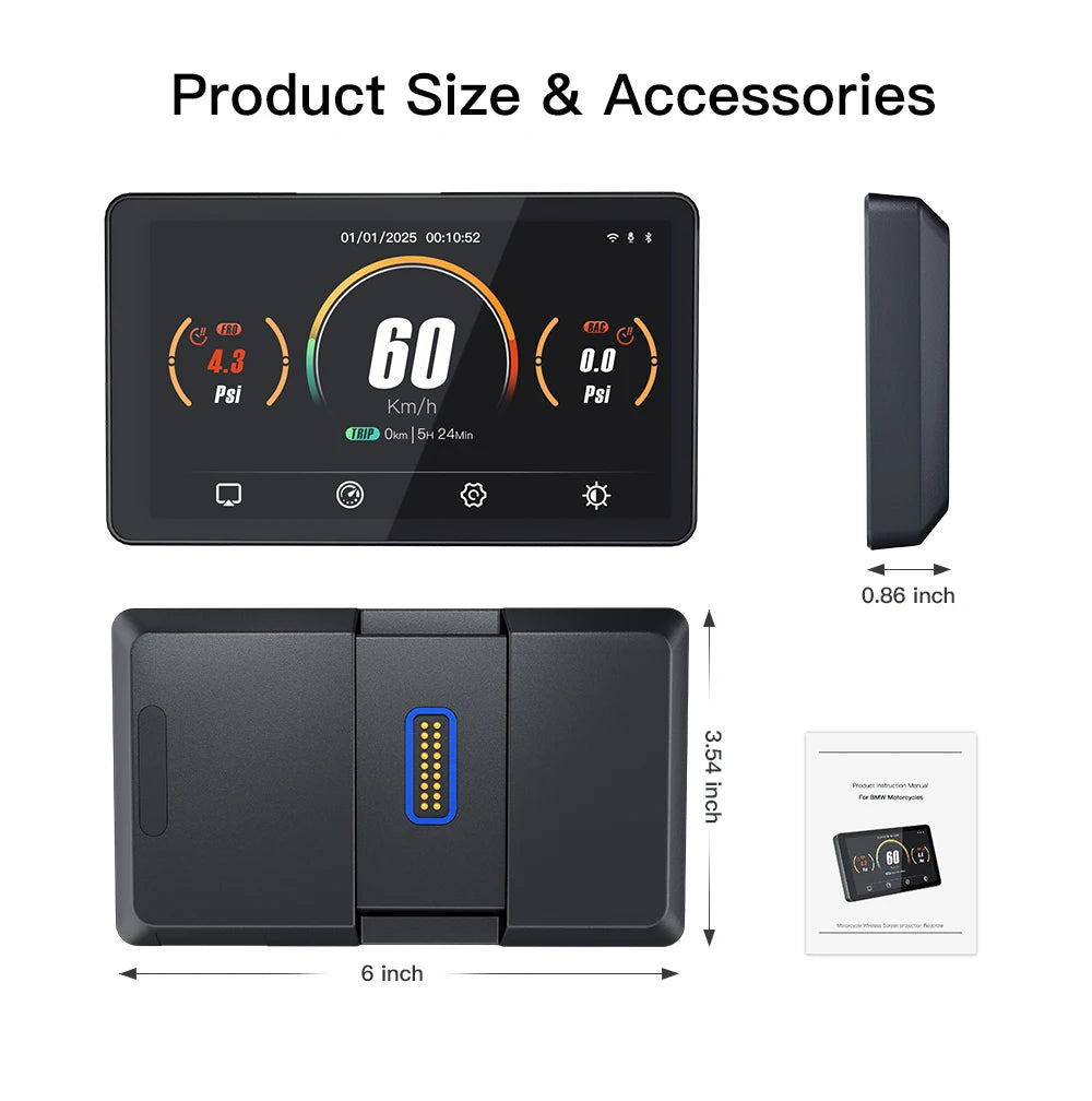 CARABC 6" MB6 Motorcycle Navigation Wireless Carplay Android Auto For BMW  R1300GS S1000 XRF750GS XR M1000 R1200GS R1250GS