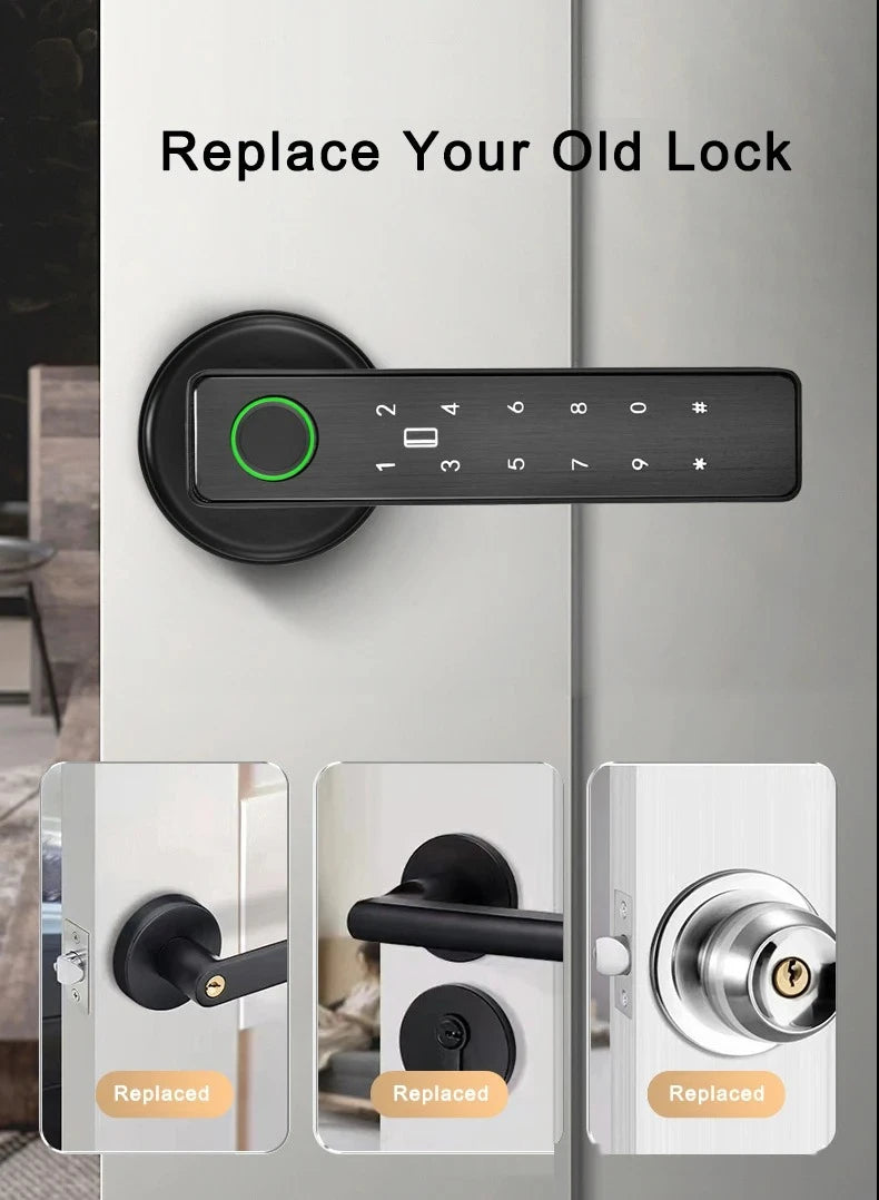 Tuya SmartLife APP WiFi Remote Control Smart Fingerprint Password RFID IC Card Dead Bolt Lock For Indoor Home Wooden Metal Door