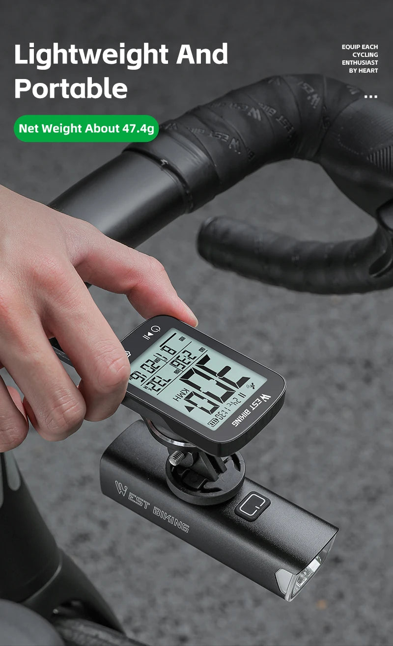 WEST BIKING Intelligent GPS Bicycle Computer Large Screen Wireless Cycling Speedometer IPX7 Waterproof Lightweight Bike Odometer